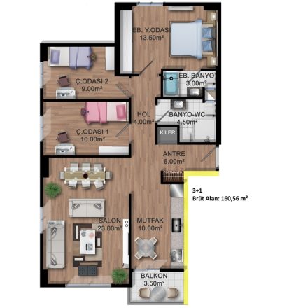 aritas-sezen sitesi-daire planı-3-1